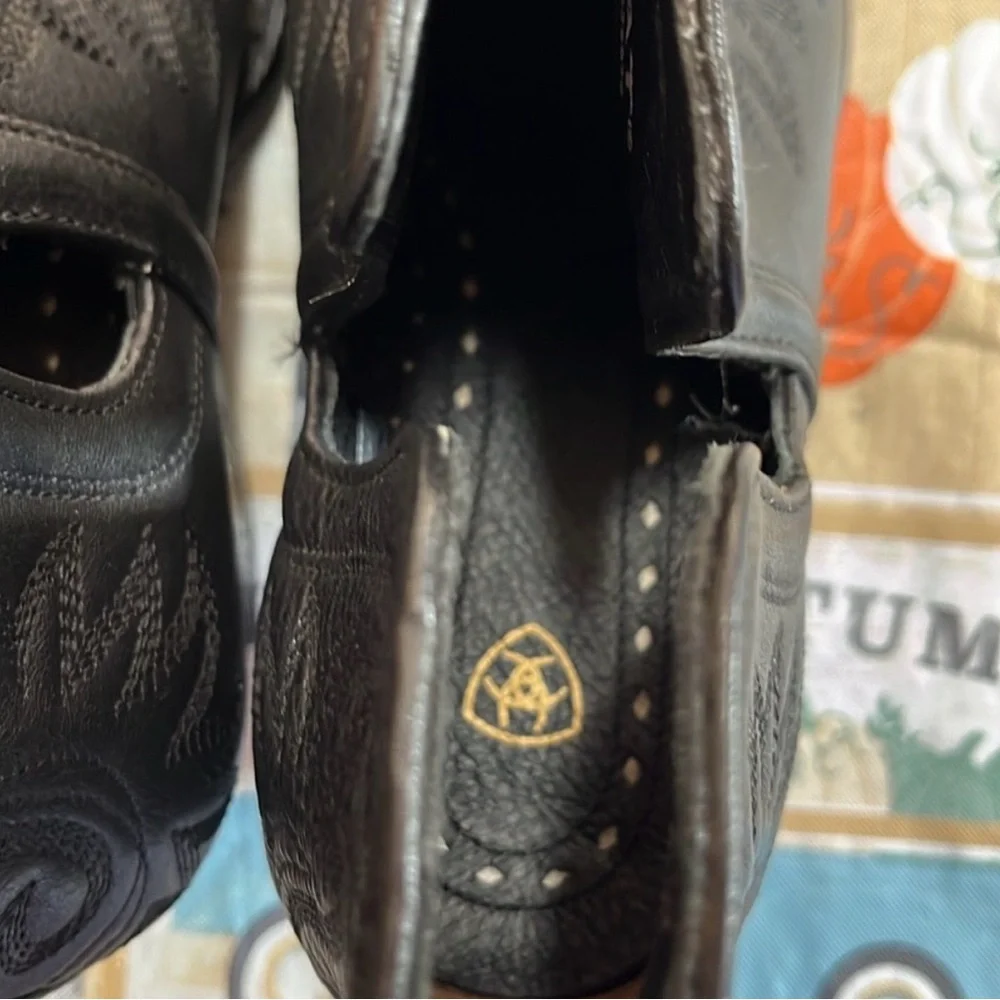 Ariat Dixon R Black Leather Western Ankle Boots Size 7B - Picture 5 of 8